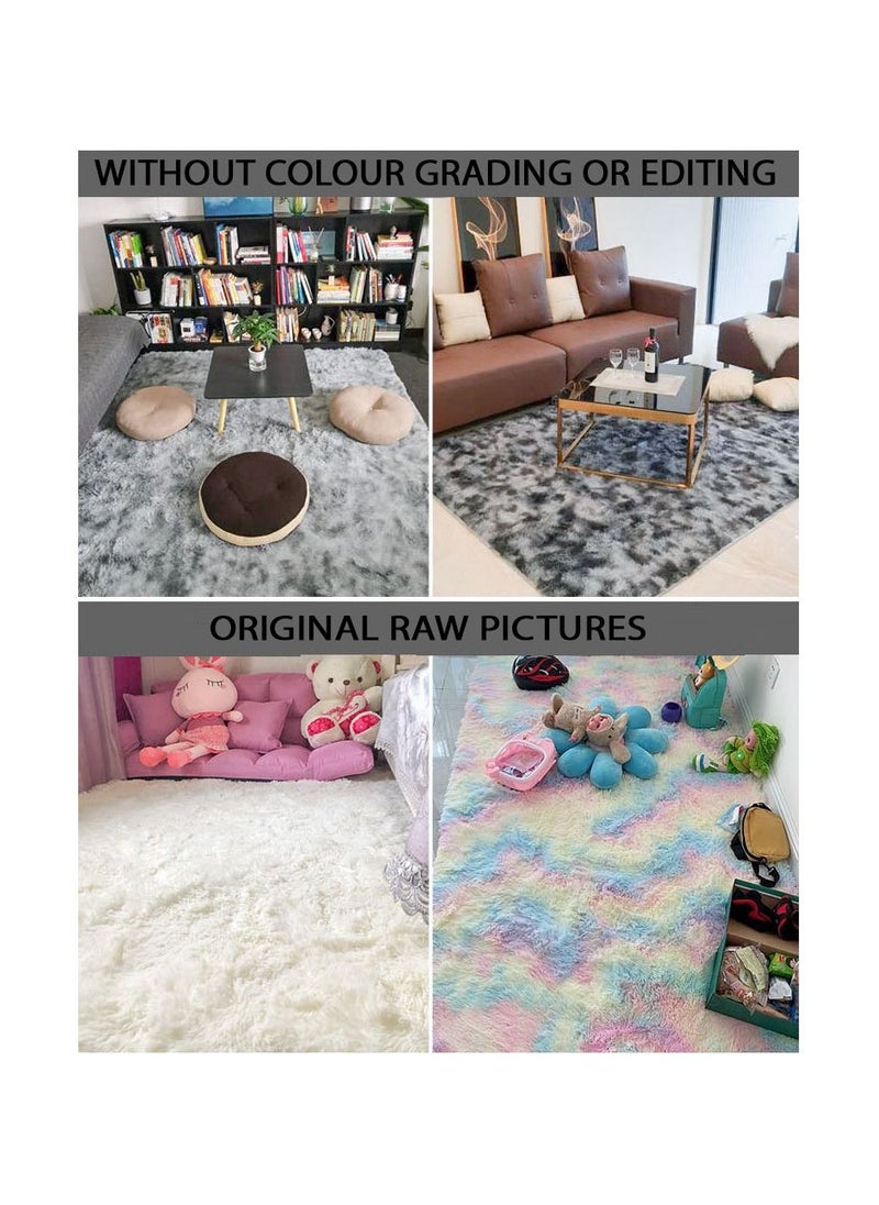 Modern Wool Fluffy Rectangle Floor Mat with Anti-Slip High-Pile Bottom and Upgraded Foam (120×160 CM)
