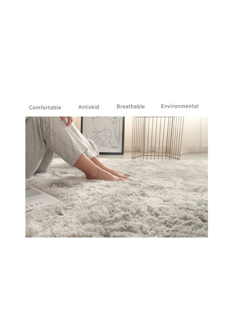 Modern Wool Fluffy Rectangle Floor Mat with Anti-Slip High-Pile Bottom and Upgraded Foam (120×160 CM)