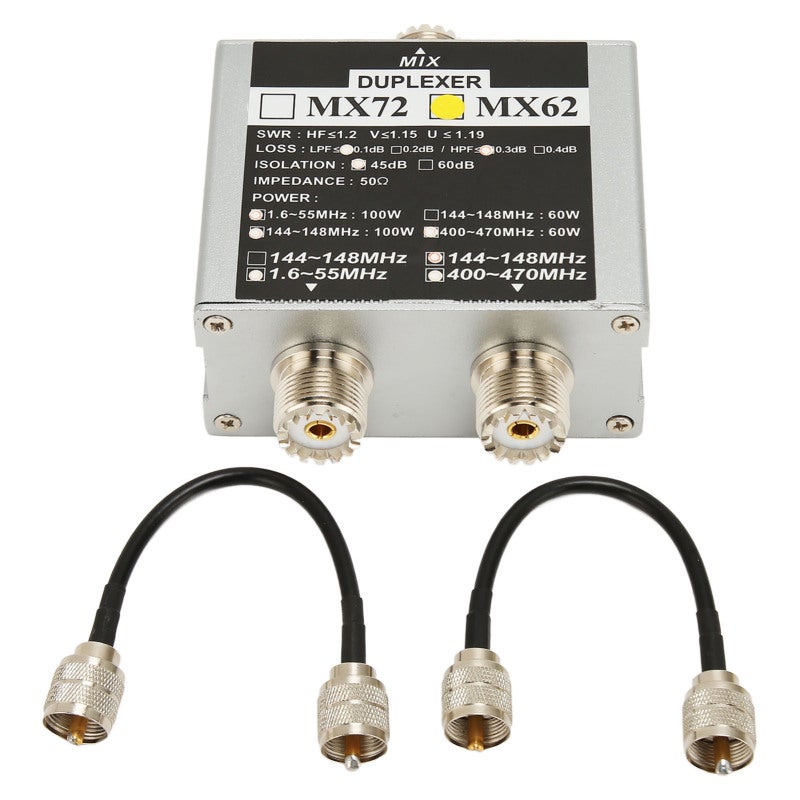 VHF UHF HF Antenna Combiner Duplexer for 2 Transceivers - 3 Frequency Bandpass Filter with Stable Signal for Mobile Radio - Image 1