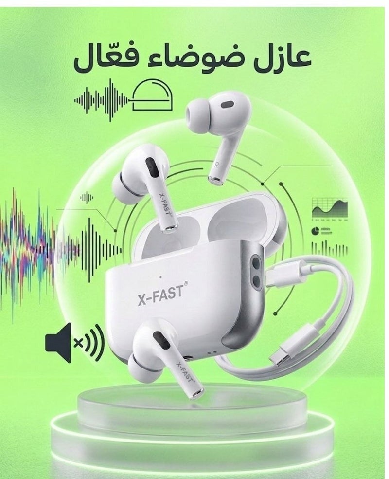 اكس فاست سماعات اذن  X-Fast  برو تو اللاسلكية بعازل ضوضاء نشط وشحن لاسلكي - Image 3