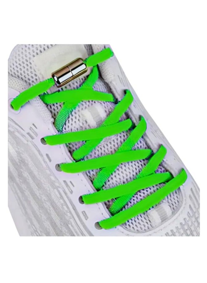 زوج من أربطة الأحذية المرنة بدون ربط مع فك سريع - أربطة حذاء مطاطية قابلة للتمدد مع قفل من الدانتيل للأحذية اليومية للبالغين والأطفال لون اخضر - Image 1