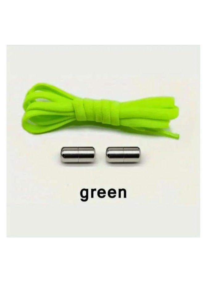 زوج من أربطة الأحذية المرنة بدون ربط مع فك سريع - أربطة حذاء مطاطية قابلة للتمدد مع قفل من الدانتيل للأحذية اليومية للبالغين والأطفال لون اخضر - Image 5
