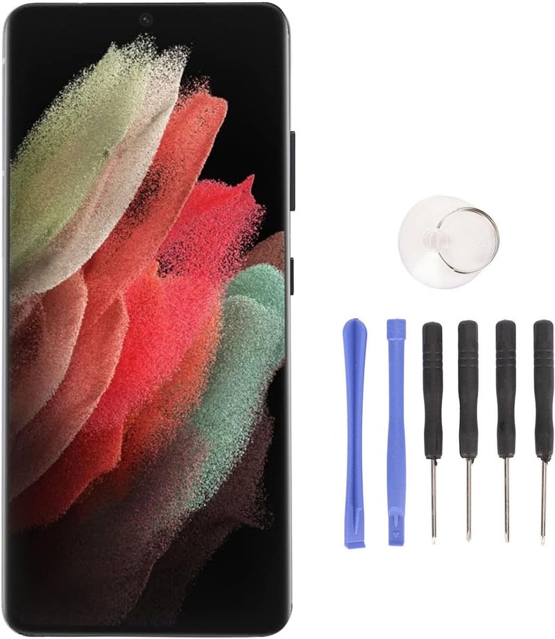 Wisoqu for S 21 Ultra 5G Screen Replacement OLED, Touch Screen Display Digitizer Assembly with Repair Tool, Mobile Phone Parts for S 21 Ultra 5G G998B G998U (Black) - Image 1