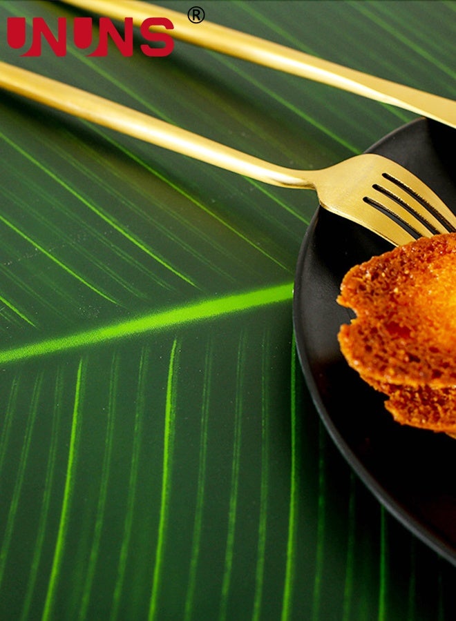 UNUNS مفرش طاولة على شكل ورقة، 106*46 سم أوراق الموز، مفرش طاولة على شكل ورقة، أوراق موز صناعية لمفرش طاولة لتزيين حفلات ذات طابع هاواي، مفرش طاولة مركزي لمطبخ المنزل، أخضر - Image 3