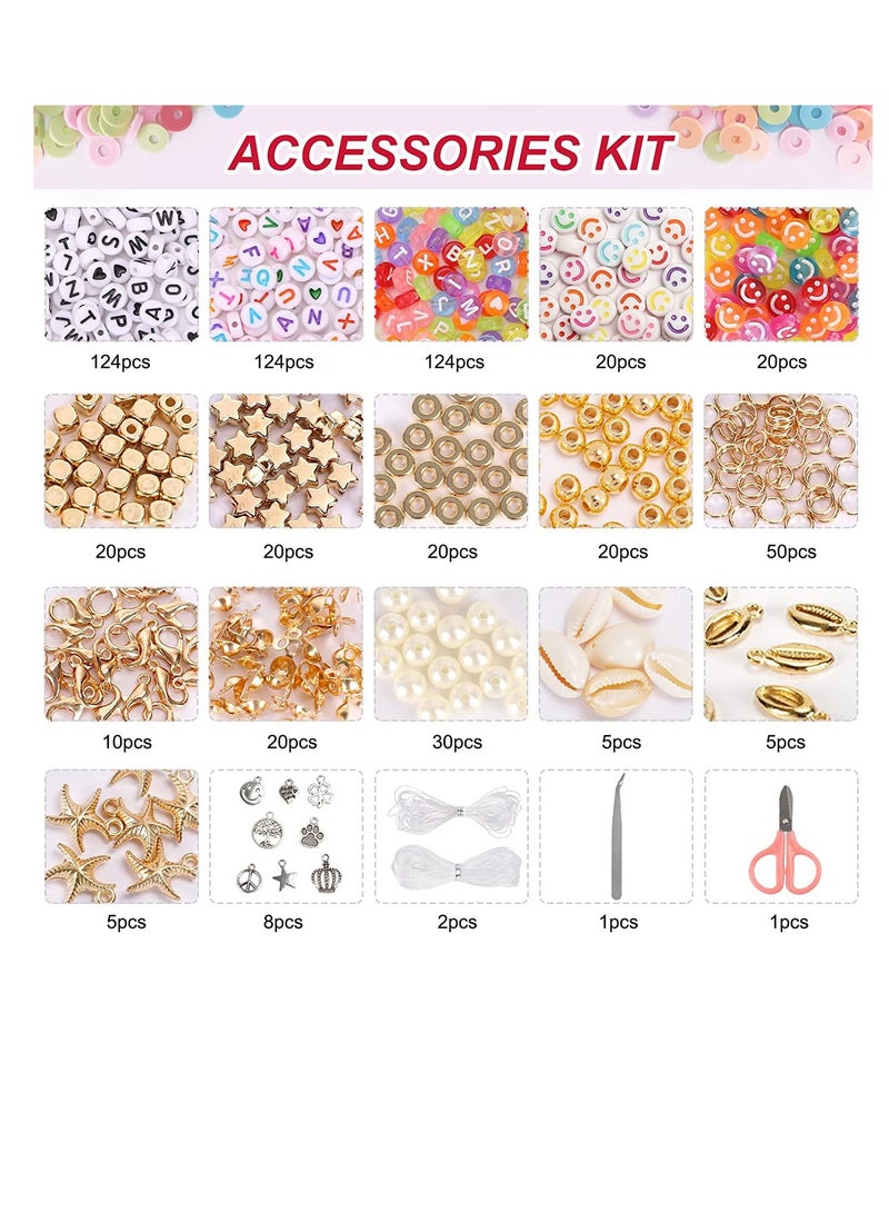 SISGL 19500 Pcs Clay Beads 144 Colors Flat Round Polymer Clay Spacer Beads With Pendant Charms Kit And Elastic Strings For DIY Jewelry Making Bracelets Necklace  - Image 3