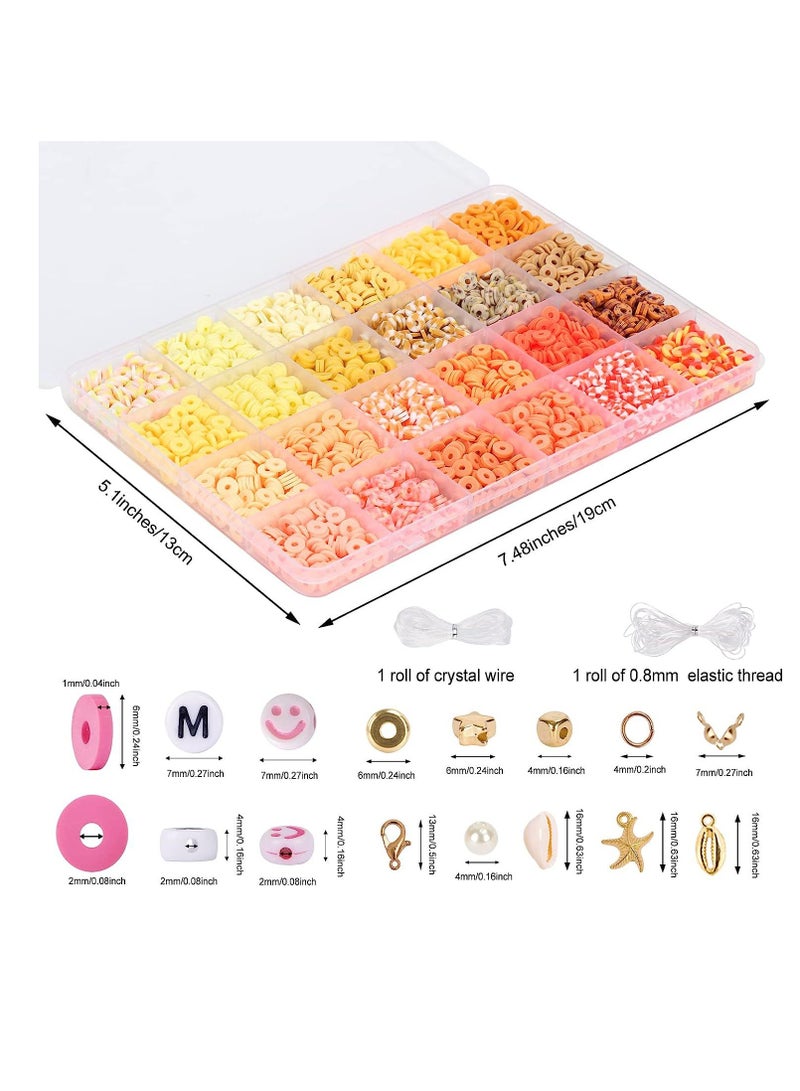 SISGL 19500 Pcs Clay Beads 144 Colors Flat Round Polymer Clay Spacer Beads With Pendant Charms Kit And Elastic Strings For DIY Jewelry Making Bracelets Necklace  - Image 4