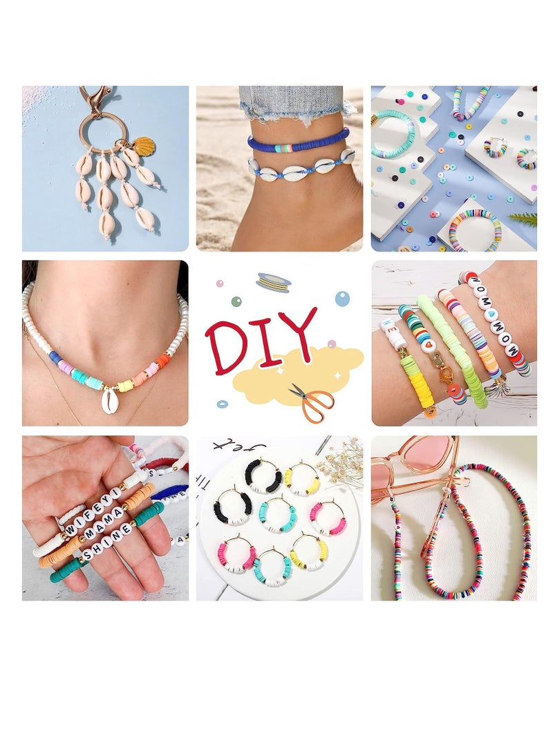 SISGL 19500 Pcs Clay Beads 144 Colors Flat Round Polymer Clay Spacer Beads With Pendant Charms Kit And Elastic Strings For DIY Jewelry Making Bracelets Necklace  - Image 5