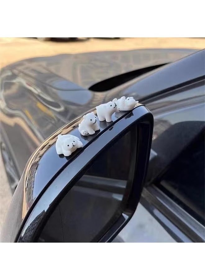 Generic Cute Car Rearview Mirror Accessories for Car Polar Bear Interior Decoration Dashboard Car Ornament Funny Gifts for Cute Car Mirror Interior Decors (4 Pcs)  - Image 3