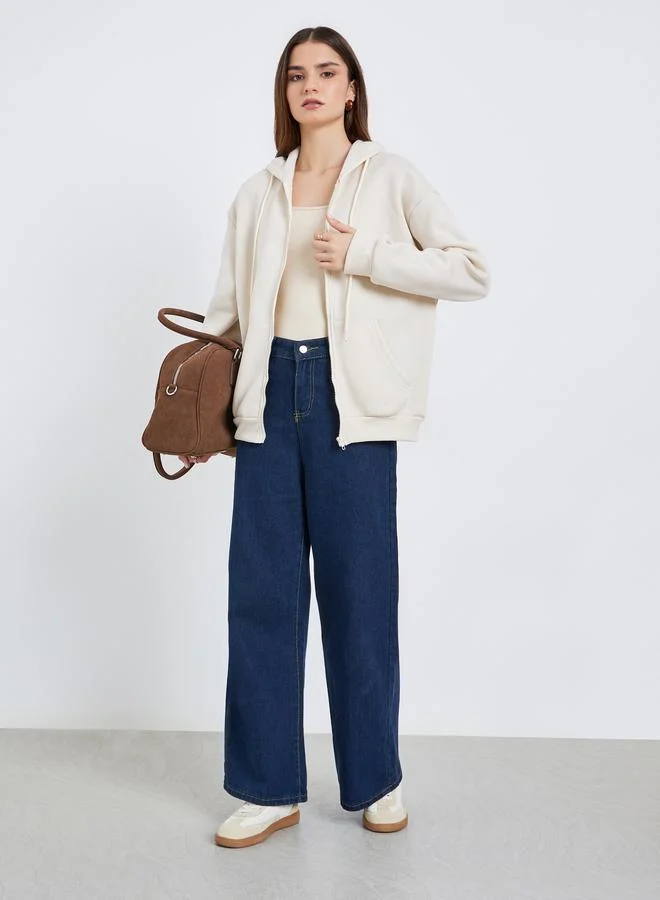 ستايلي هودي بسحاب بقصة واسعة