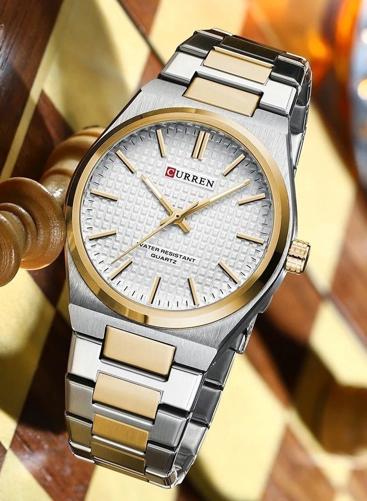 كارين ساعة يد ماركة CURREN 8439 الأصلية بسوار من الفولاذ المقاوم للصدأ للأزواج - Image 2