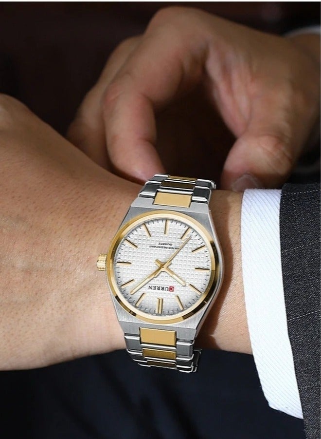 كارين ساعة يد ماركة CURREN 8439 الأصلية بسوار من الفولاذ المقاوم للصدأ للأزواج - Image 3