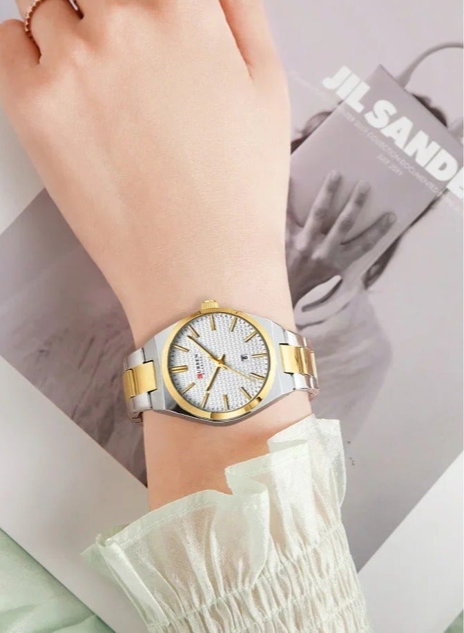 كارين ساعة يد ماركة CURREN 8439 الأصلية بسوار من الفولاذ المقاوم للصدأ للأزواج - Image 4