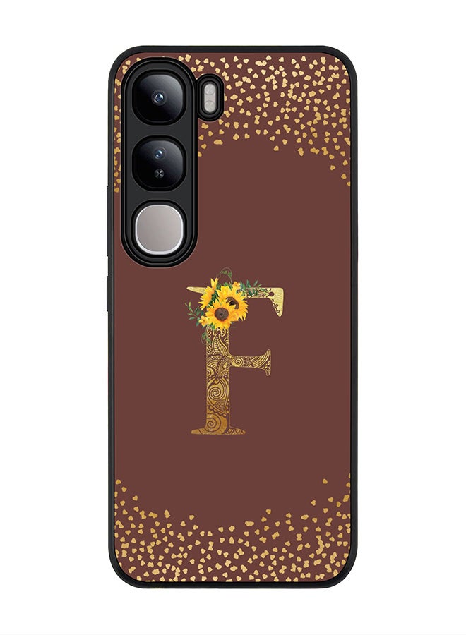 Stylizedd For vivo V40 Lite Case,Slim fit Camera Protection, Shockproof Thin Phone cover - Custom Floral Monogram - F (Brown ) - Image 1