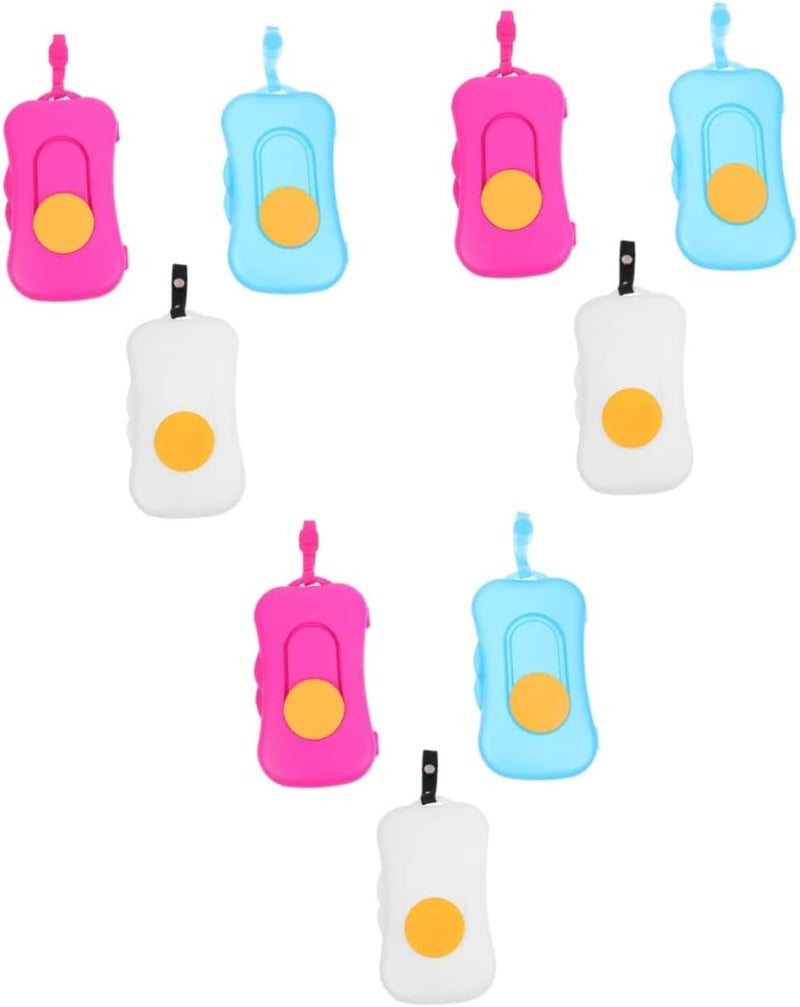 woobles 9 pcs Travel Holders Storage with Holder Plastic Handle Wipes Wet Bag Case Outdoor Refillable Silicone Wipe Dispenser Tissue Color Bathroom Vanity Cases Button Toilet Handy Infant Assorted Colorx3pcs 22X12X4CMx3pcs - Image 1