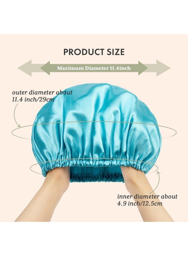 AmazerBath Shower Cap for Women, 4 PCS Double Waterproof Layers Shower Hair Caps, Elastic and Reusable Hair Cap, Environmental Protection Bathing Hat for Women Men Kids - Image 5