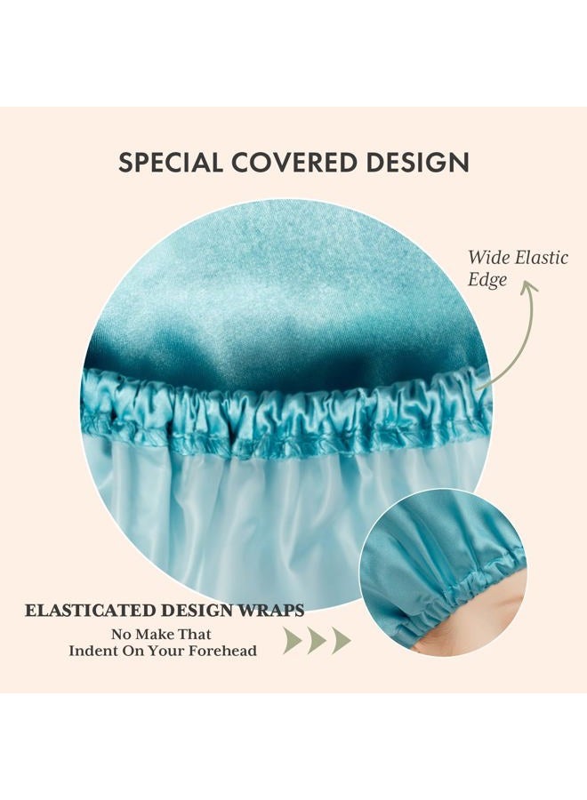 AmazerBath Shower Cap for Women, 4 PCS Double Waterproof Layers Shower Hair Caps, Elastic and Reusable Hair Cap, Environmental Protection Bathing Hat for Women Men Kids - Image 4