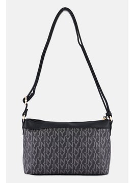 Jones New York حقيبة كتف بشعار علامة تجارية للنساء 25 سم × 17 سم × 6 سم، سوداء  - Image 3