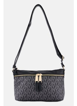 Jones New York حقيبة كتف بشعار علامة تجارية للنساء 25 سم × 17 سم × 6 سم، سوداء  - Image 1