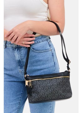 Jones New York حقيبة كتف بشعار علامة تجارية للنساء 25 سم × 17 سم × 6 سم، سوداء  - Image 2