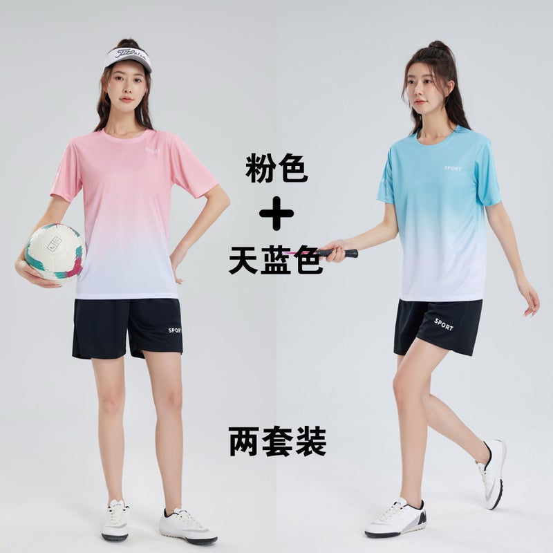 Fitness Clothes, Running Sports Suits, Women'S Quick-Drying Ice Silk T-Shirts, Morning Running Short-Sleeved Men'S Team Large Size Badminton Uniforms - Image 1