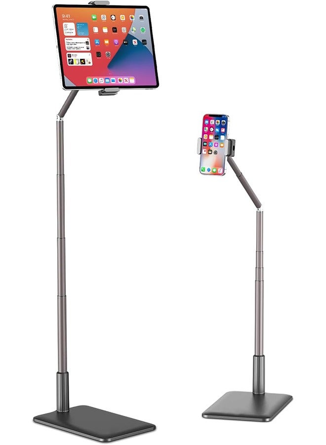 Garlo Tablet Floor Stand Holder, Phone Stand for Recording, Adjustable Cell Phone & Tablet Stand for Floor, Compatible with iPad Pro, iPad Air, iPad Mini, Galaxy Tab, iPhone & 4.6-12.9 Inch Devices - Image 1