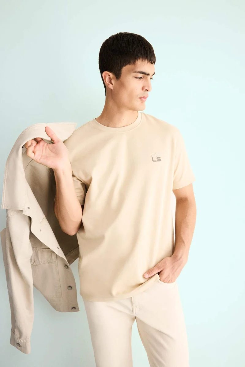 Defacto Regular Fit Crew Neck Slogan Pattern Short Sleeve T-Shirt