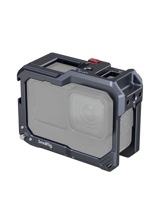 Hero13 / Hero12 / Hero11 / Hero 10 / Hero 9 Black Cage for GoPro, Compatible with the Lens Filter Max Lens on Camera, with 2 Cold Shoe Mount for Microphone and Led Video Light - 3084C