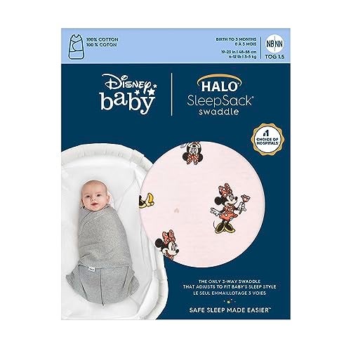 HALO Disney Baby 100 Cotton Sleepsack Swaddle 3Way Adjustable Wearable Blanket TOG 15 Minnie Fun Newborn 03 Months - Image 3