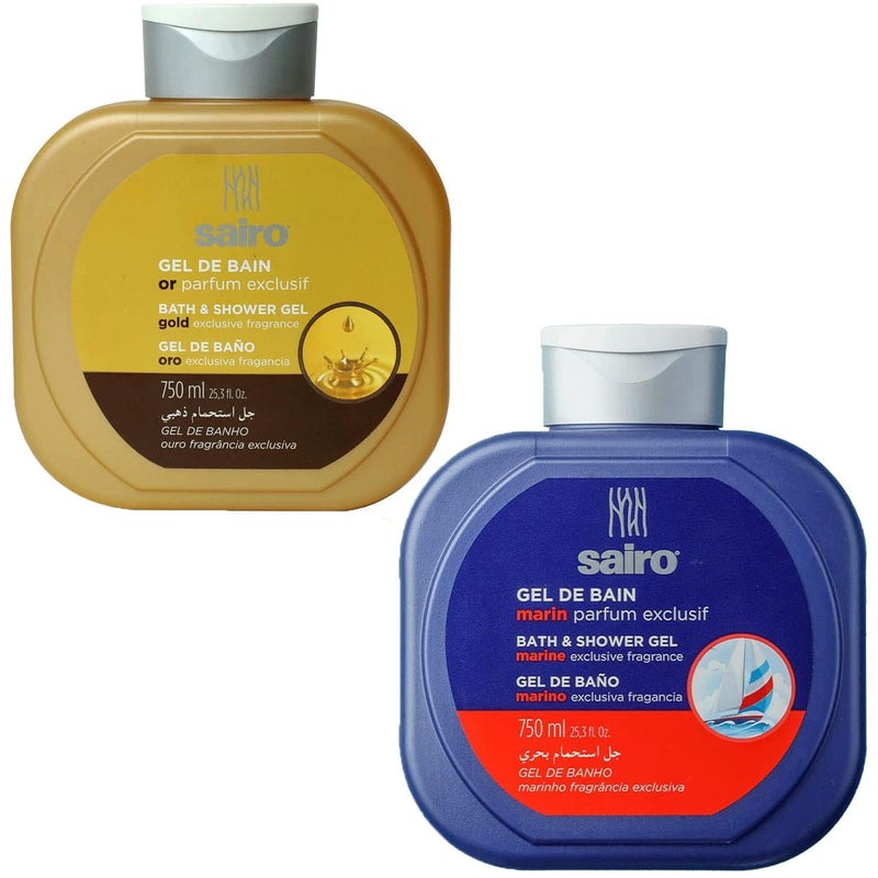 Sairo سيرو 95 جل استحمام طبيعي مجموعة مارين جولد مستورد من إسبانيا 750 مل مناسب لجميع أنواع البشرة - Image 1