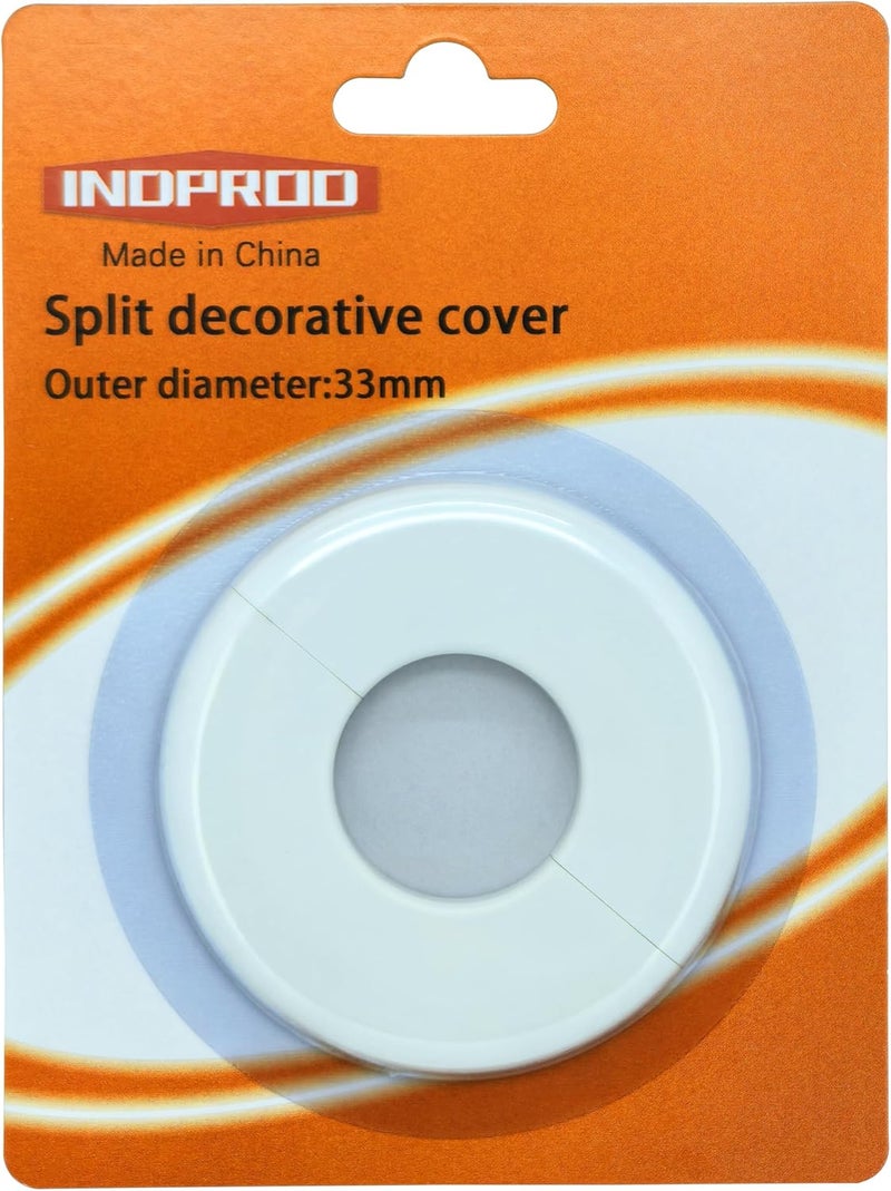 INDPROD Wall Split Flange, Fit 1.3"/33mm Outer Diameter Pipe, Self-Adhesive Escutcheon Plate with Buckle, ABS Round Pipe Cover Decoration Plumbing Cover Plates for Bathroom Kitchen, White, 1 Piece - Image 1