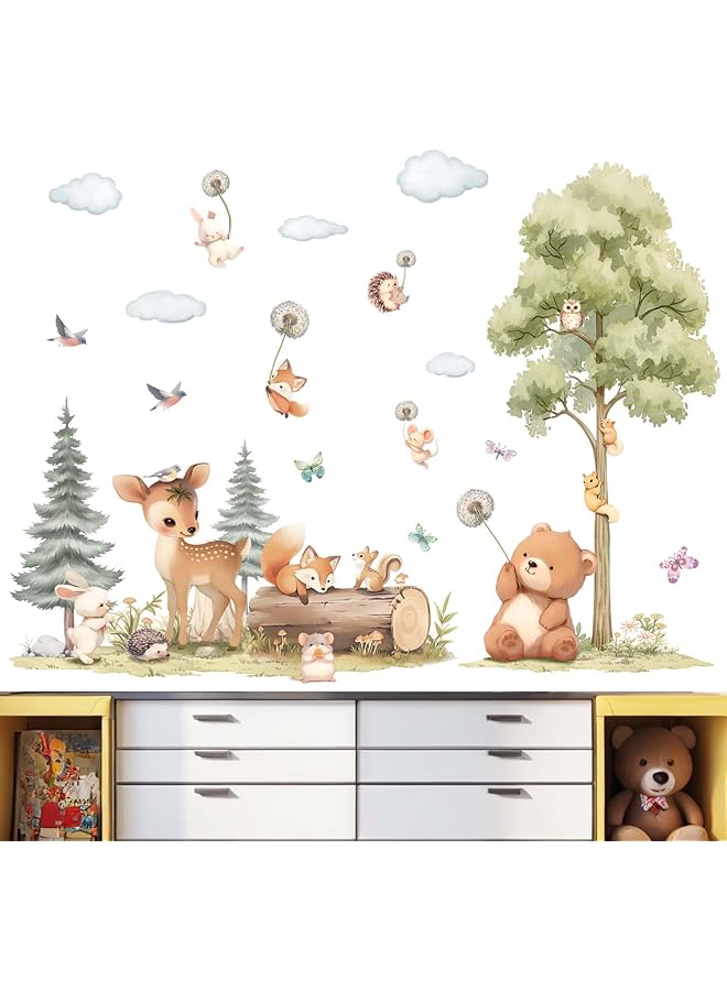 erorex Woodland Animals Wall Stickers For Nursery Baby Kids Boys Girls Bedroom Wall Decals Jungle Safari Bear Fox Deer - Image 1