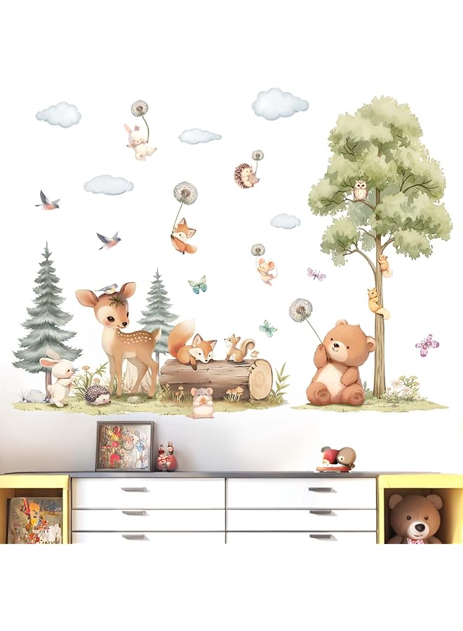 erorex Woodland Animals Wall Stickers For Nursery Baby Kids Boys Girls Bedroom Wall Decals Jungle Safari Bear Fox Deer - Image 3