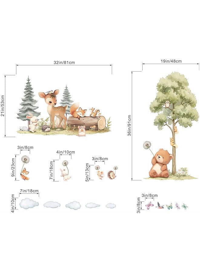 erorex Woodland Animals Wall Stickers For Nursery Baby Kids Boys Girls Bedroom Wall Decals Jungle Safari Bear Fox Deer - Image 4