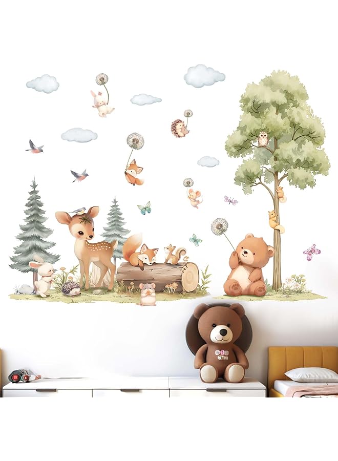 erorex Woodland Animals Wall Stickers For Nursery Baby Kids Boys Girls Bedroom Wall Decals Jungle Safari Bear Fox Deer - Image 2