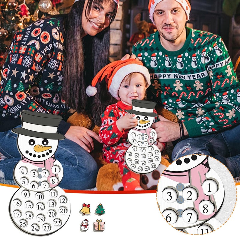 كلاراكو لافتات عيد الميلاد الخشبية، لافتة باب عيد الميلاد، تقويم مجيء عيد الميلاد 2023، رجل ثلج عيد الميلاد، تقويم مجيء عيد الميلاد، تقويم عد تنازلي مضحك لعيد الميلاد للأصدقاء - Image 1