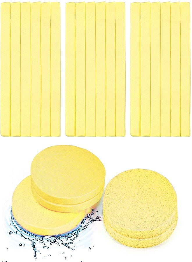 TopFinder® Magic Compressed Facial Sponges- 100% Natural Professional Cosmetic Spa Sponges For Cleaning Face, Massage, Pore Exfoliating, Mask, Makeup Removal (Yellow)- 12pcs/Pack - Image 1