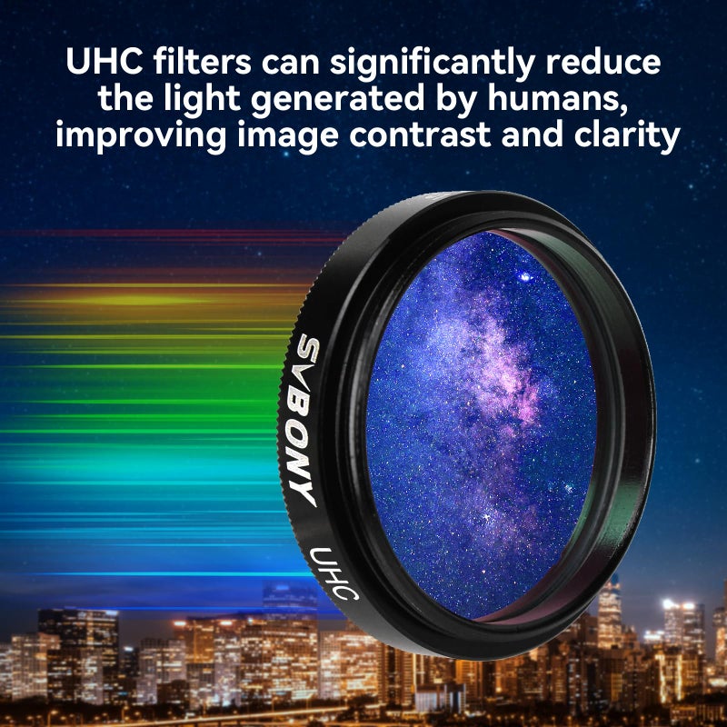 SVBONY Telescope Filter 1.25" UHC Filter Astrophotography to Improve The Image Contrast Reduces Light Pollution (1.25 inch) - Image 2