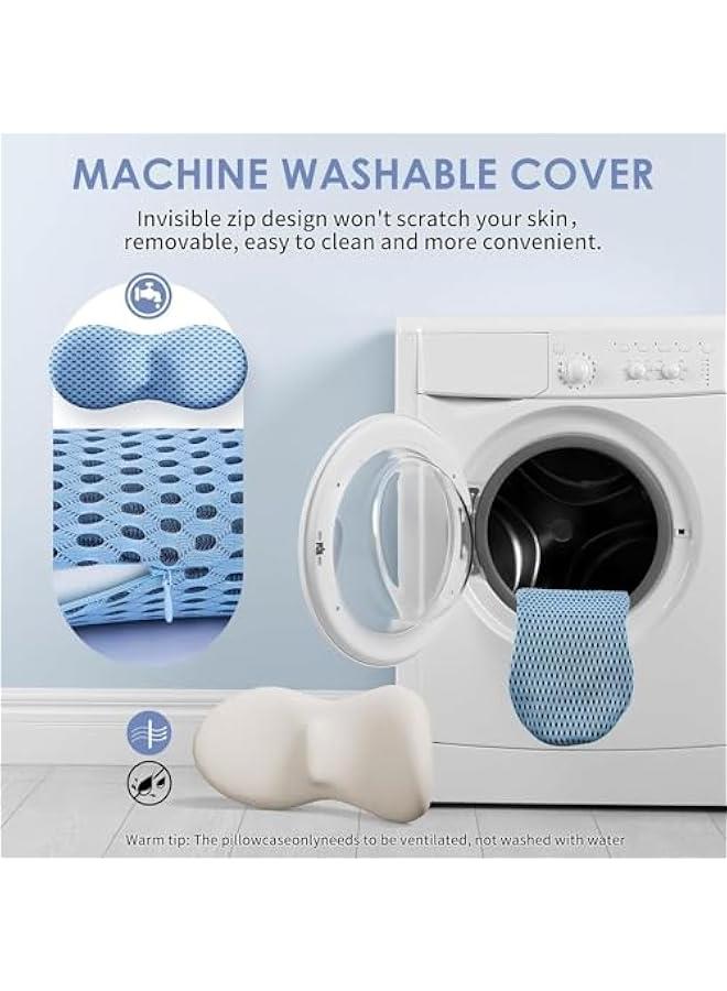 هوكور وسادة داعمة لأسفل الظهر، وسادة ظهر لتخفيف آلام أسفل الظهر، مقعد سيارة انسيابي مريح، كرسي مكتب، كرسي استرخاء وسرير (أزرق) - Image 3