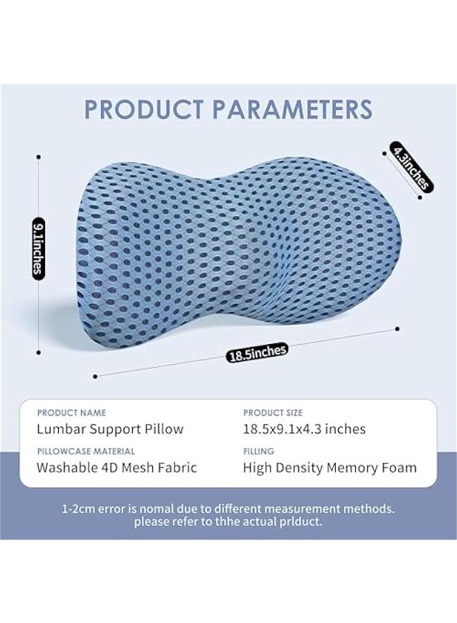 هوكور وسادة داعمة لأسفل الظهر، وسادة ظهر لتخفيف آلام أسفل الظهر، مقعد سيارة انسيابي مريح، كرسي مكتب، كرسي استرخاء وسرير (أزرق) - Image 2