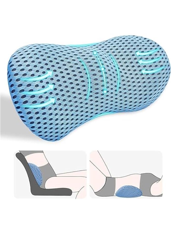 هوكور وسادة داعمة لأسفل الظهر، وسادة ظهر لتخفيف آلام أسفل الظهر، مقعد سيارة انسيابي مريح، كرسي مكتب، كرسي استرخاء وسرير (أزرق) - Image 1