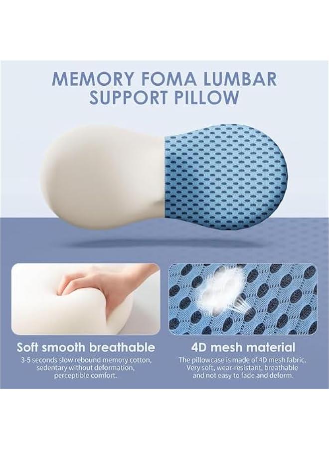 هوكور وسادة داعمة لأسفل الظهر، وسادة ظهر لتخفيف آلام أسفل الظهر، مقعد سيارة انسيابي مريح، كرسي مكتب، كرسي استرخاء وسرير (أزرق) - Image 4