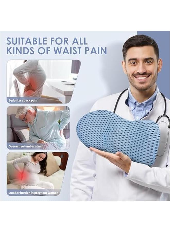 هوكور وسادة داعمة لأسفل الظهر، وسادة ظهر لتخفيف آلام أسفل الظهر، مقعد سيارة انسيابي مريح، كرسي مكتب، كرسي استرخاء وسرير (أزرق) - Image 5