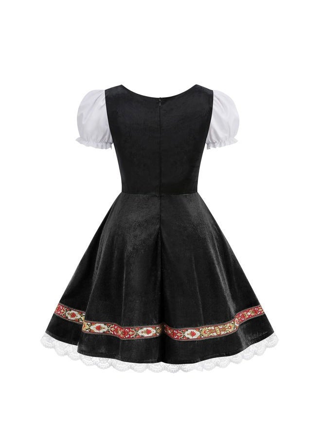 GRAJTCIN Oktoberfest Costumes Women Velvet German Bavarian Dirndl Dress Octoberfest Outfits for Halloween Carnival (M, Black) - Image 4