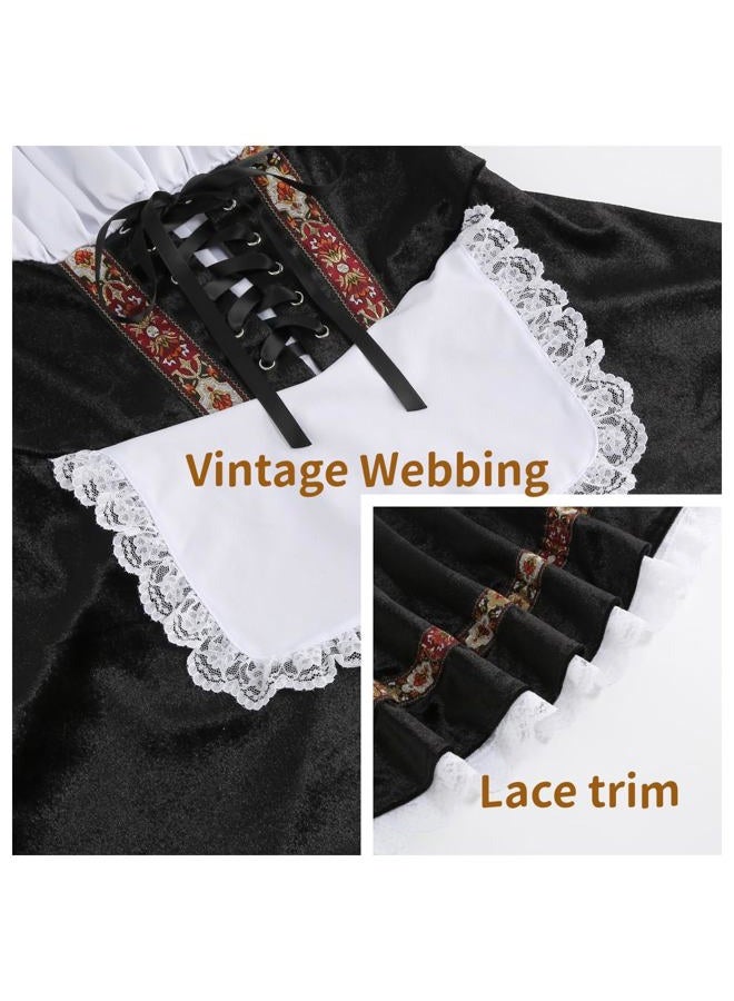 GRAJTCIN Oktoberfest Costumes Women Velvet German Bavarian Dirndl Dress Octoberfest Outfits for Halloween Carnival (M, Black) - Image 5