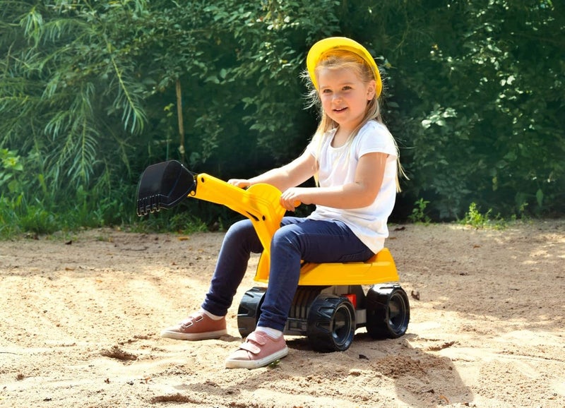 Lena 02144 GIGA Trucks Pro X Ride-on Excavator Strong Giant Sand Excavator Approx. 68 cm, 360 Degree Shovel Excavator for Sitting on Up, Construction Vehicle with Steel Axles and High Load Capacity, - Image 3