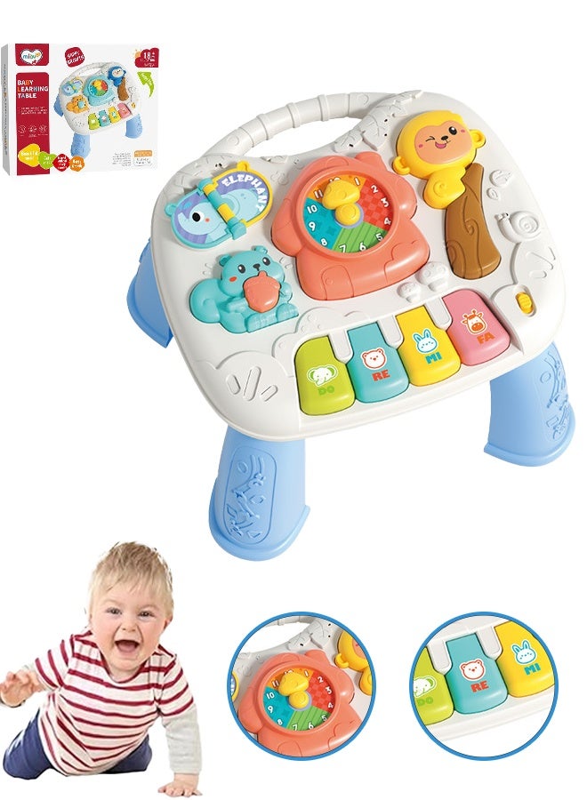 Musical Toys ， Baby Toys (6-12 Months) Baby Activity Table, Sensory Toys (1-3 Years Old) Toddler Activity Center Children's Birthday Gift Children's Multifunctional Educational Toy (Blue)  - Image 1