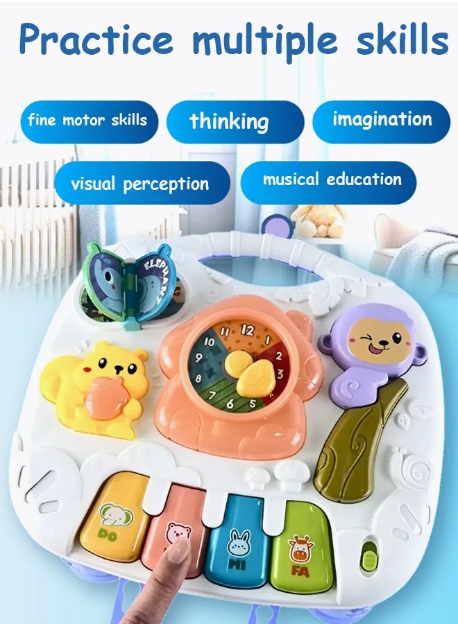 Berma Baby طاولة تعلم موسيقية، ألعاب موسيقية، ألعاب أطفال (من 6 إلى 12 شهرًا)، طاولة أنشطة للأطفال من عمر 6 إلى 12 شهرًا، ومن عمر 1 إلى 3 سنوات - مركز أنشطة التعليم المبكر - هدايا عيد ميلاد للأطفال الصغار - Image 2