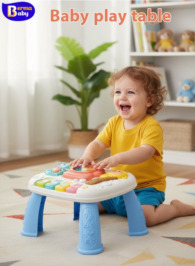 Berma Baby طاولة تعلم موسيقية، ألعاب موسيقية، ألعاب أطفال (من 6 إلى 12 شهرًا)، طاولة أنشطة للأطفال من عمر 6 إلى 12 شهرًا، ومن عمر 1 إلى 3 سنوات - مركز أنشطة التعليم المبكر - هدايا عيد ميلاد للأطفال الصغار - Image 1