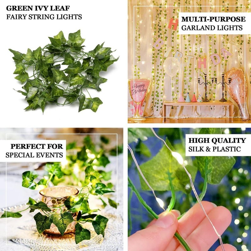 Nisco DIY 10 Mtr 100 Led Fairy String Lights and 4 Pcs 7 Ft Artificial Ivy Vines 28 Ft Total Perfect for Wall Room Wedding and Festival Decorations - Image 3