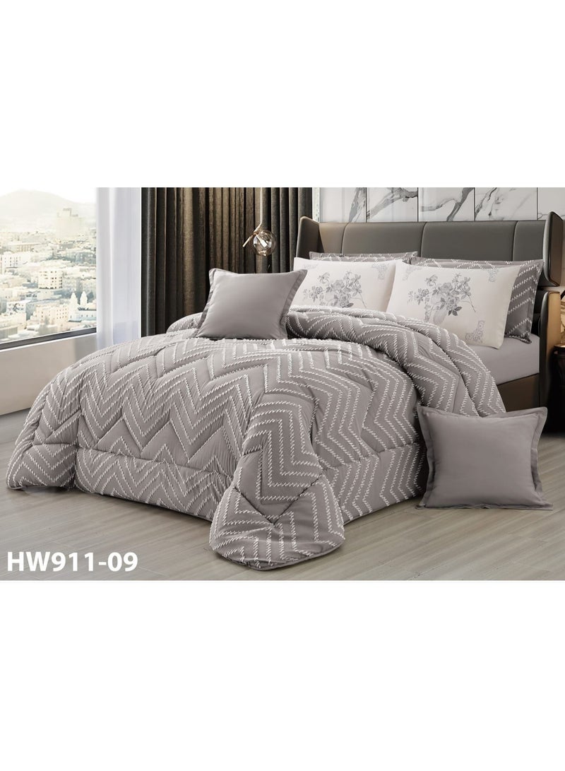 Moon Double-sided jacquard quilt set, summer mattress, 6 pieces, fixed medium filling, size 230 x 250 